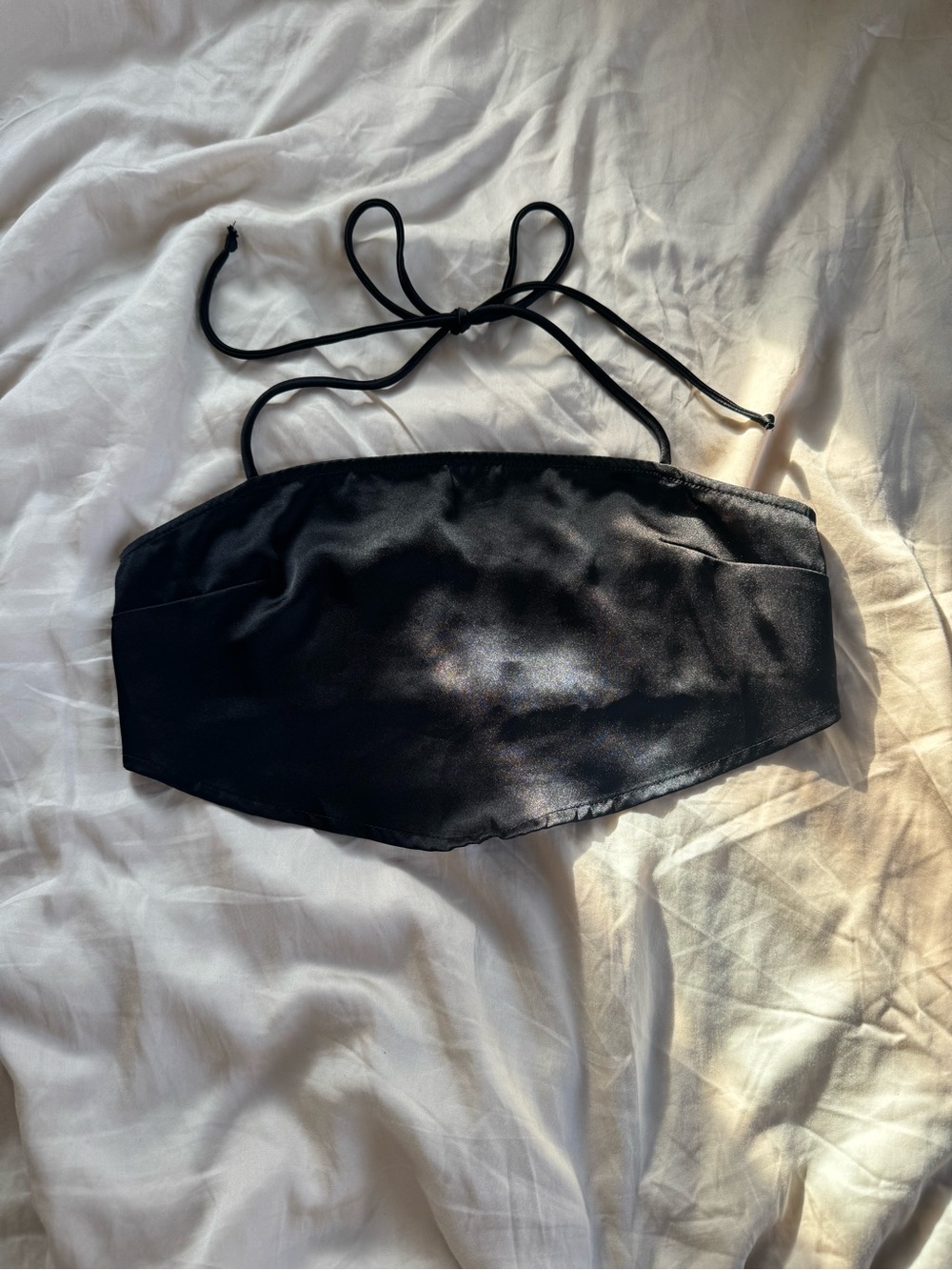 Women’s Black Satin Halter Bandeau Top